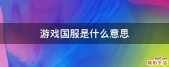 游戏国服是什么意思