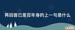 再回首已是百年身的上一句是什么