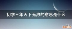初学三年天下无敌的意思是什么