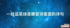 一哇韭菜绿是哪首诗里面的诗句
