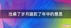沧桑了岁月蹉跎了年华的意思