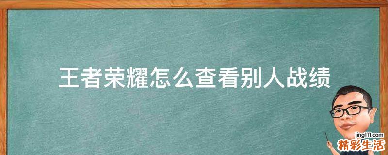 王者荣耀怎么查看别人战绩