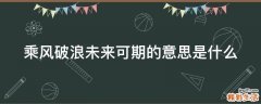 乘风破浪未来可期的意思是什么