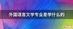 外国语言文学专业是学什么的