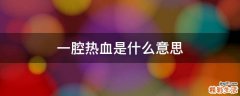 一腔热血是什么意思