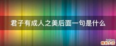 君子有成人之美后面一句是什么