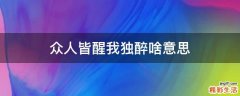 众人皆醒我独醉啥意思