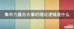 集中力量办大事的理论逻辑是什么