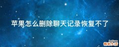 苹果怎么删除聊天记录恢复不了