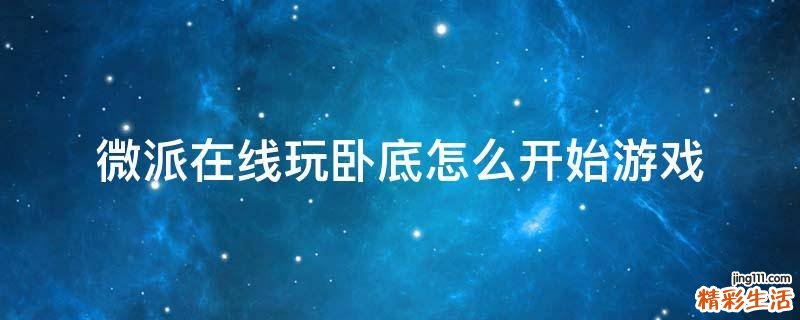微派在线玩卧底怎么开始游戏