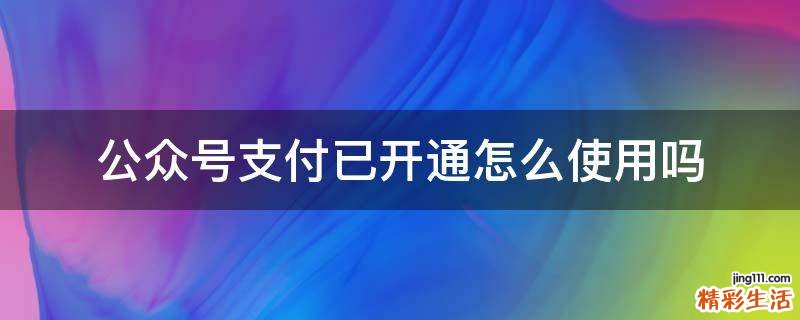 公众号支付已开通怎么使用吗
