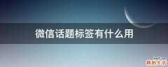 微信话题标签有什么用