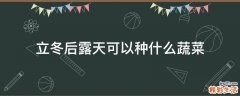 立冬后露天可以种什么蔬菜