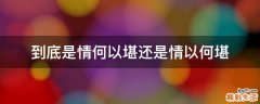 到底是情何以堪还是情以何堪