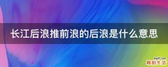 长江后浪推前浪的后浪是什么意思