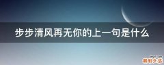 步步清风再无你的上一句是什么