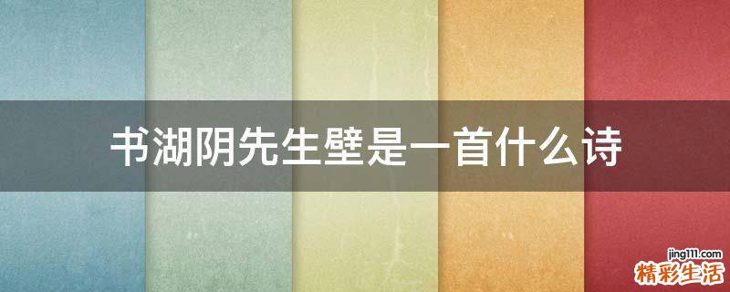 书湖阴先生壁是一首什么诗