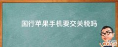 国行苹果手机要交关税吗