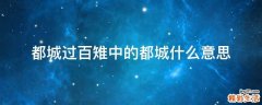都城过百雉中的都城什么意思