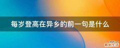 每岁登高在异乡的前一句是什么