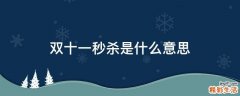 双十一秒杀是什么意思