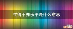 忙得不亦乐乎是什么意思