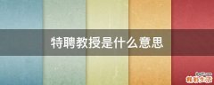 特聘教授是什么意思