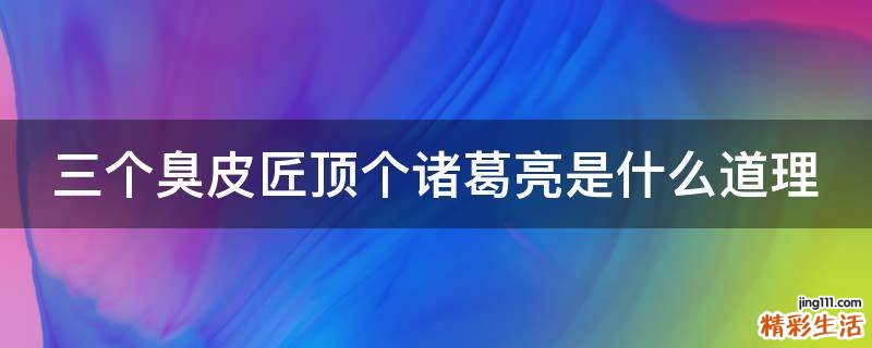三个臭皮匠顶个诸葛亮是什么道理