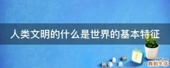 人类文明的什么是世界的基本特征