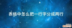 表格中怎么把一行字分成两行