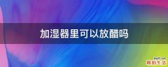 加湿器里可以放醋吗