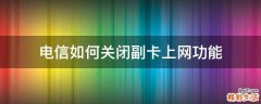 电信如何关闭副卡上网功能