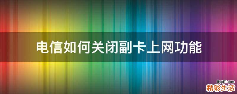 电信如何关闭副卡上网功能