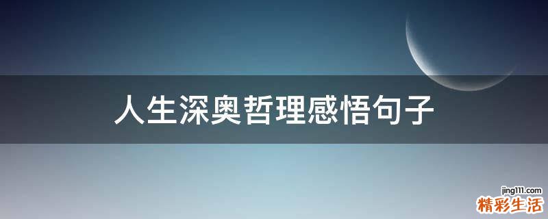 人生深奥哲理感悟句子