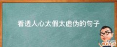 看透人心太假太虚伪的句子