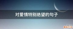 对爱情特别绝望的句子