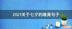 2021关于七夕的唯美句子