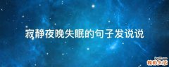 寂静夜晚失眠的句子发说说