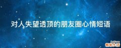 对人失望透顶的朋友圈心情短语