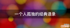 一个人孤独的经典语录