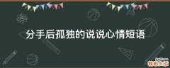 分手后孤独的说说心情短语