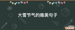 大雪节气的唯美句子