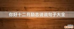 你好十二月励志说说句子大全