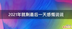 2021年就剩最后一天感慨说说
