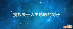 摘抄关于人生感唔的句子