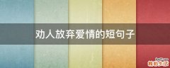 劝人放弃爱情的短句子