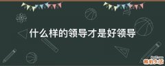 什么样的领导才是好领导