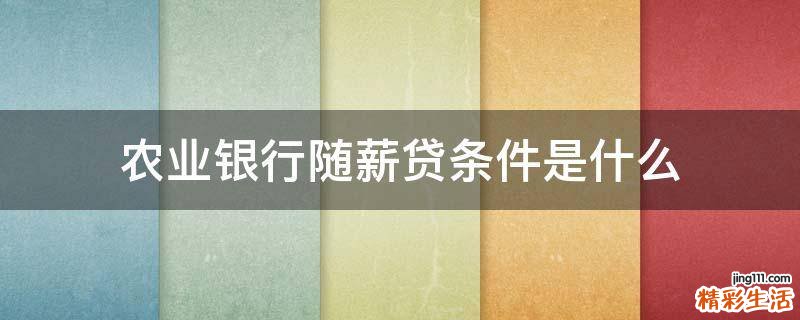 农业银行随薪贷条件是什么
