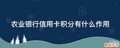 农业银行信用卡积分有什么作用