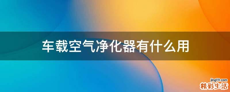 车载空气净化器有什么用